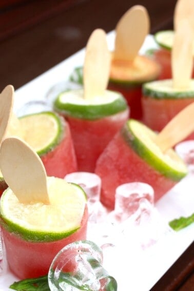 Minty Watermelon Margarita Poptails