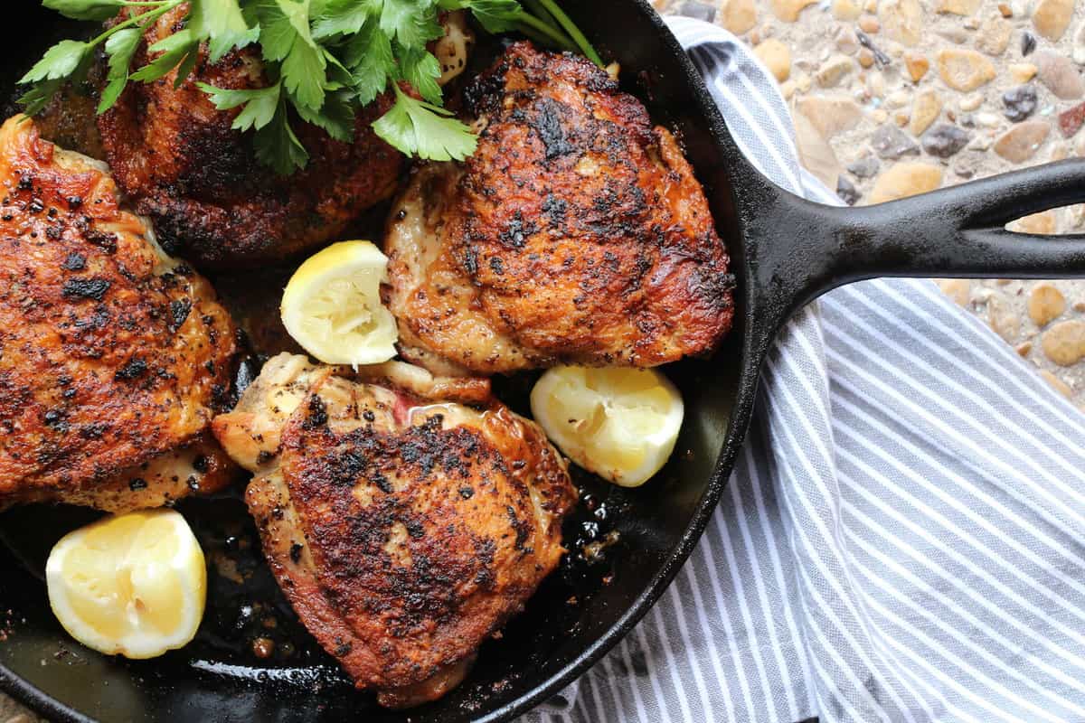 Pan-Roasted Greek Chicken Thighs