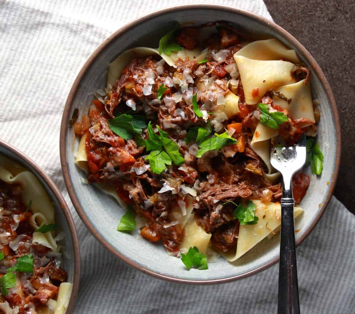 Slow Cooker Short Rib Ragu over Pappardelle