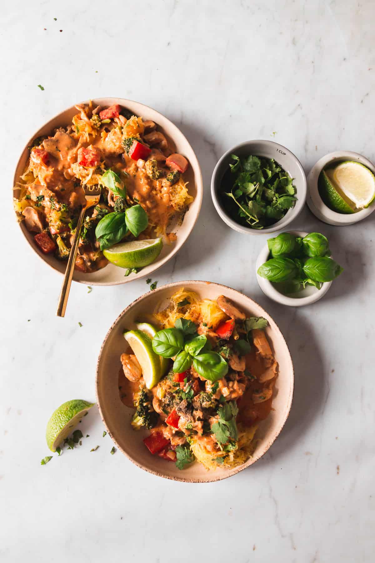 easy penang curry chicken + noodle bowls