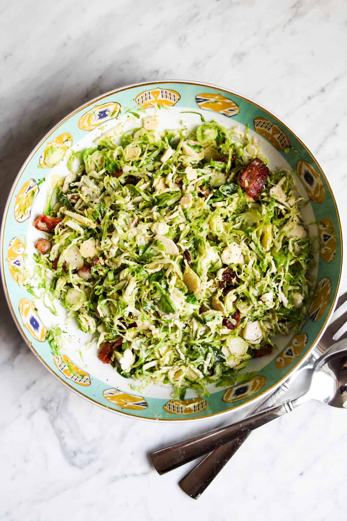 Warm Brussels Sprout + Bacon Caesar Salad