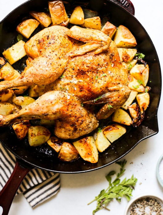 whole roasted greek chicken and potatoes