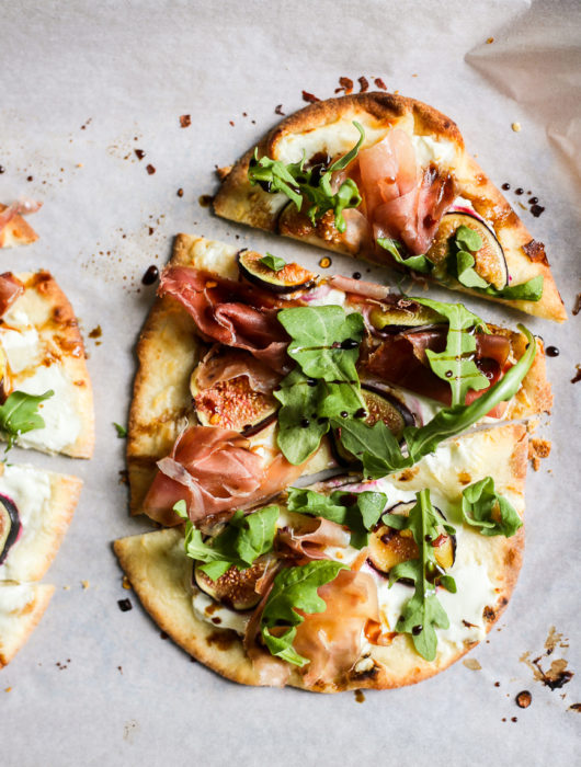 Easy Goat Cheese, Prosciutto and Fig Flatbreads