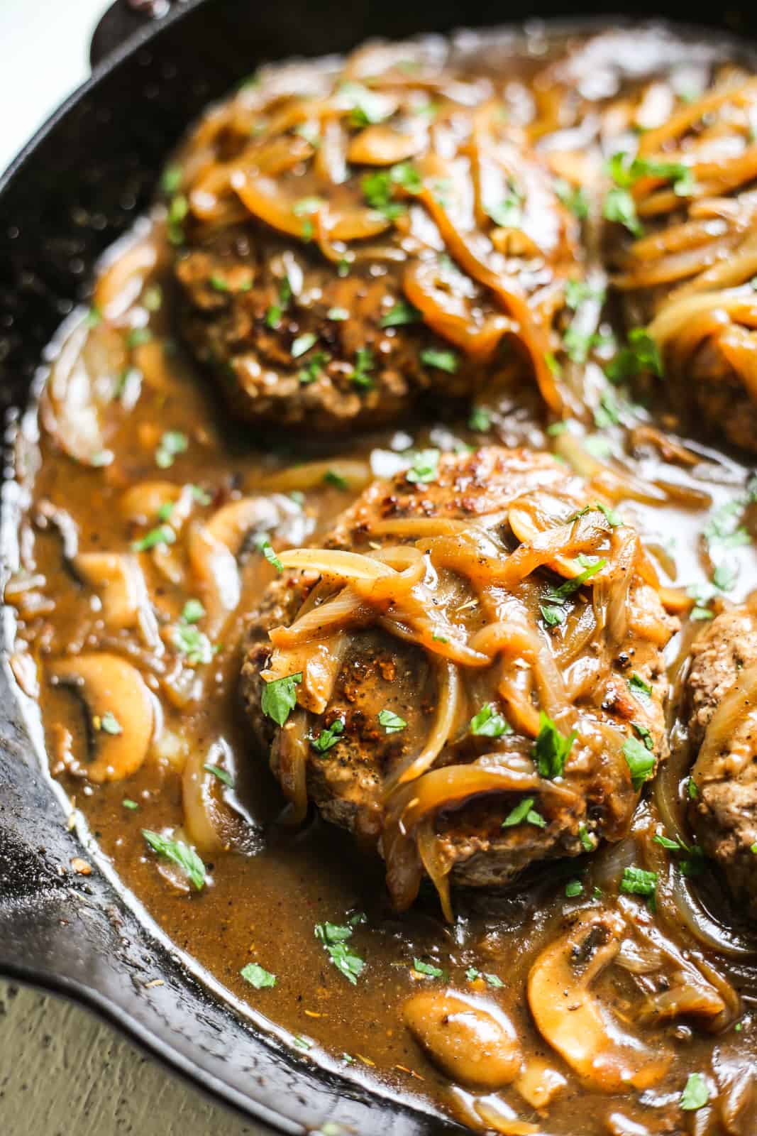Southern Style Hamburger Steaks With Onion And Mushroom Gravy The Defined Dish