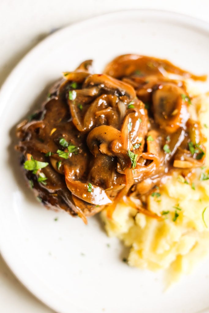 Southern-Style Hamburger Steaks with Onion and Mushroom Gravy
