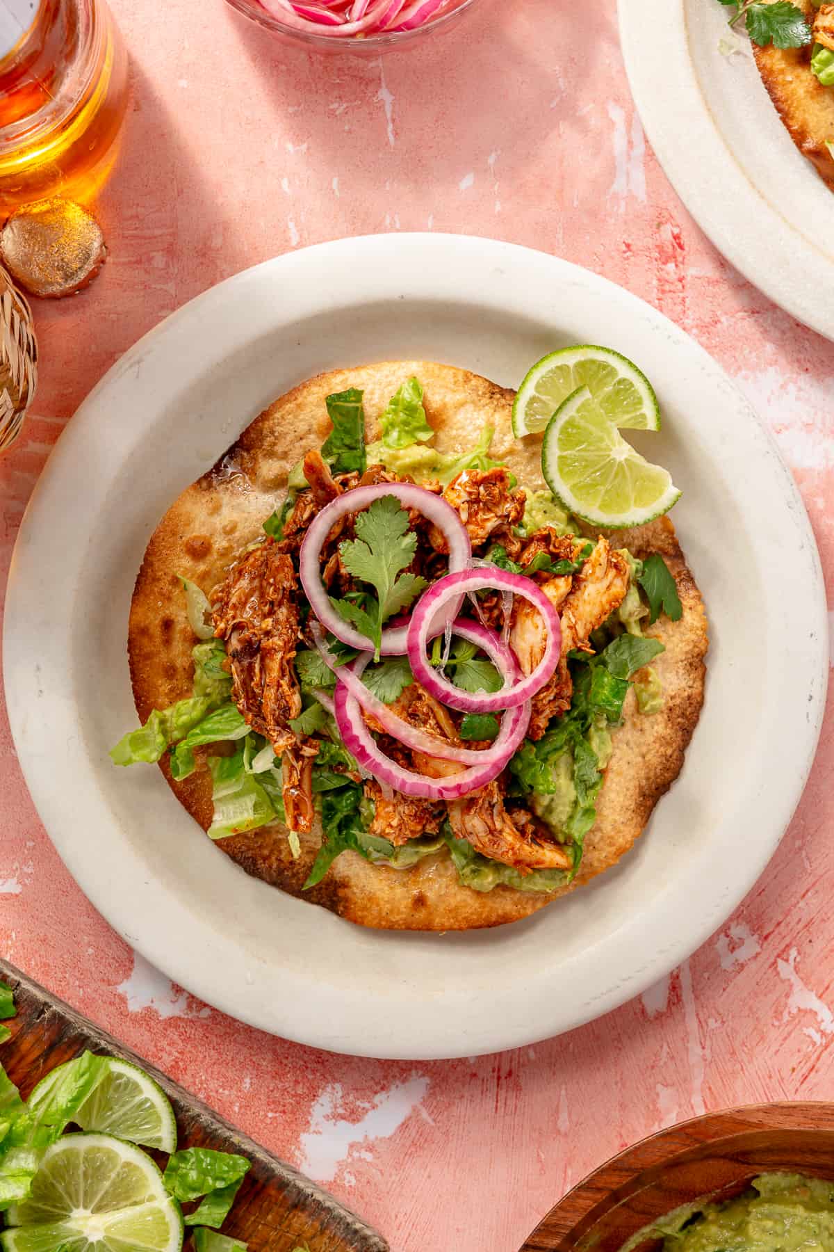Easy Rotisserie Chicken Tostadas with Quick Pickled Onions