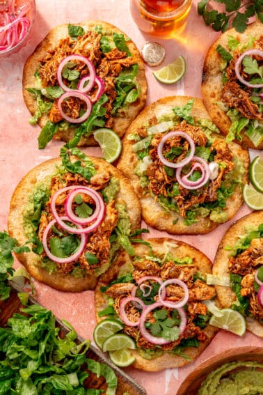Easy Rotisserie Chicken Tostadas with Quick Pickled Onions