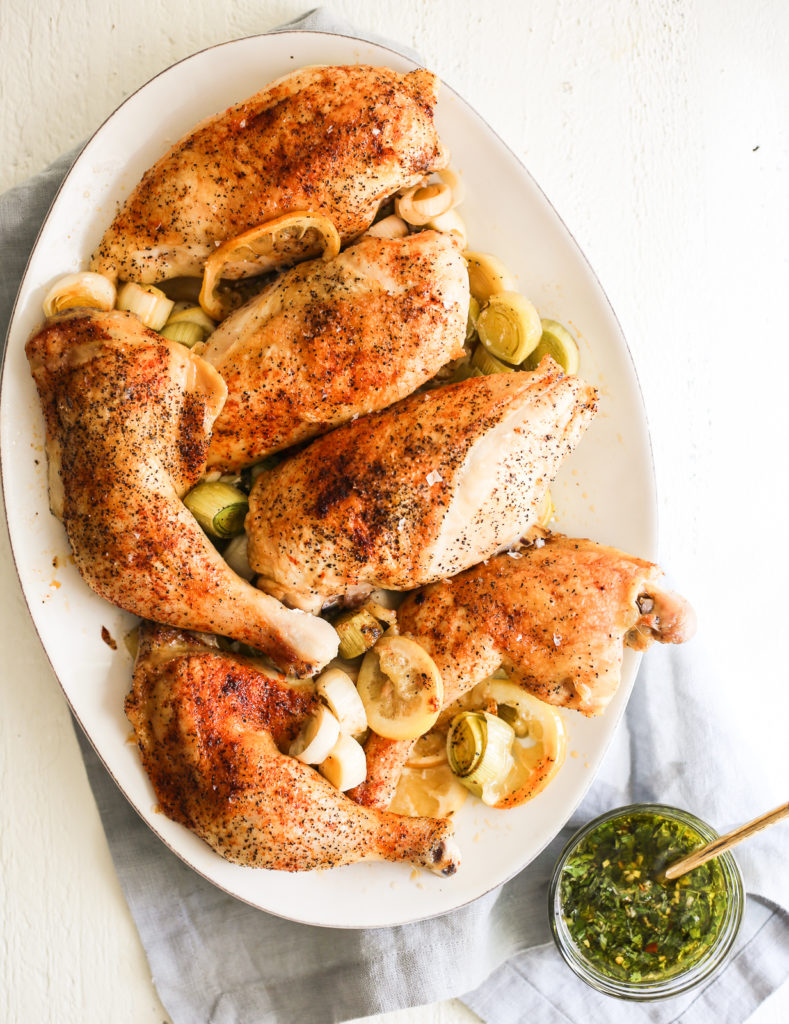 Sheet Pan Roasted Chicken with Leeks