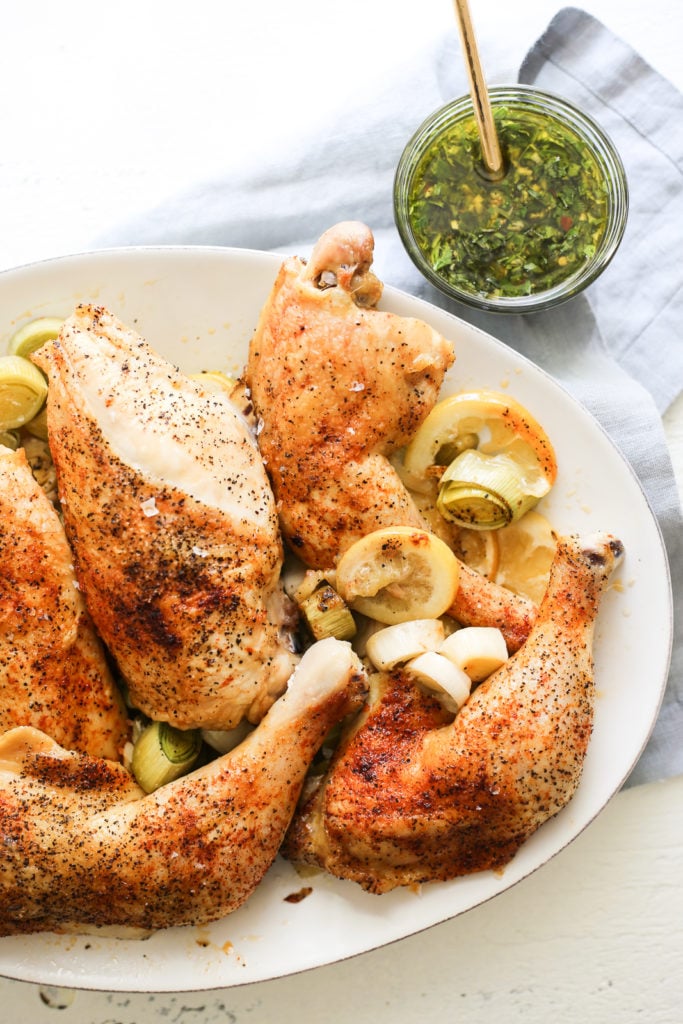Sheet Pan Roasted Chicken with Leeks