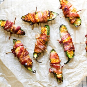 cheesy chicken stuffed bacon-wrapped jalapeños