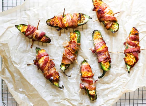 cheesy chicken stuffed bacon-wrapped jalapeños