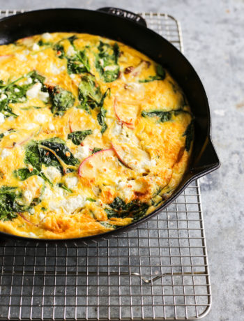 sausage, apple and goat cheese frittata