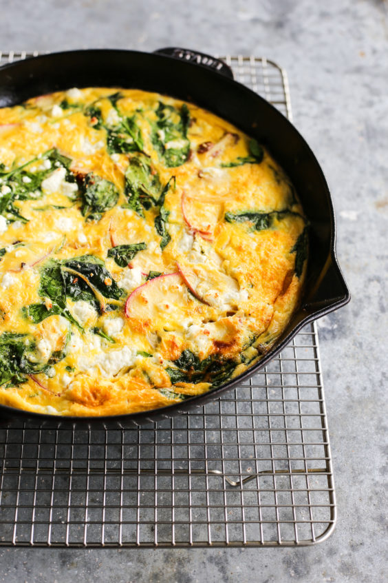 sausage, apple and goat cheese frittata