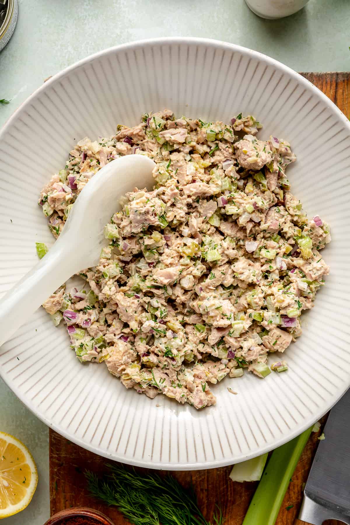 Classic Tuna Salad combined in large bowl.