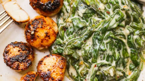 Blackened Scallops with Dairy-Free Creamed Spinach