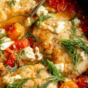 Pan-Roasted Chicken with Cherry Tomatoes, Feta, and Herbs