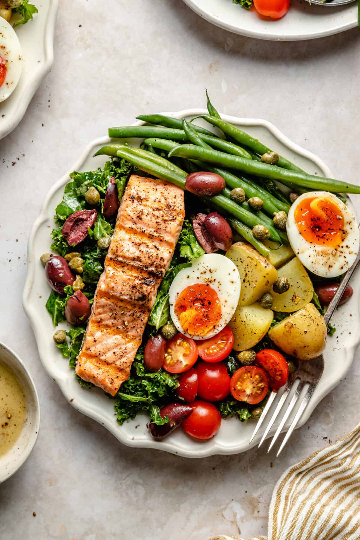 salmon + kale niçoise salad