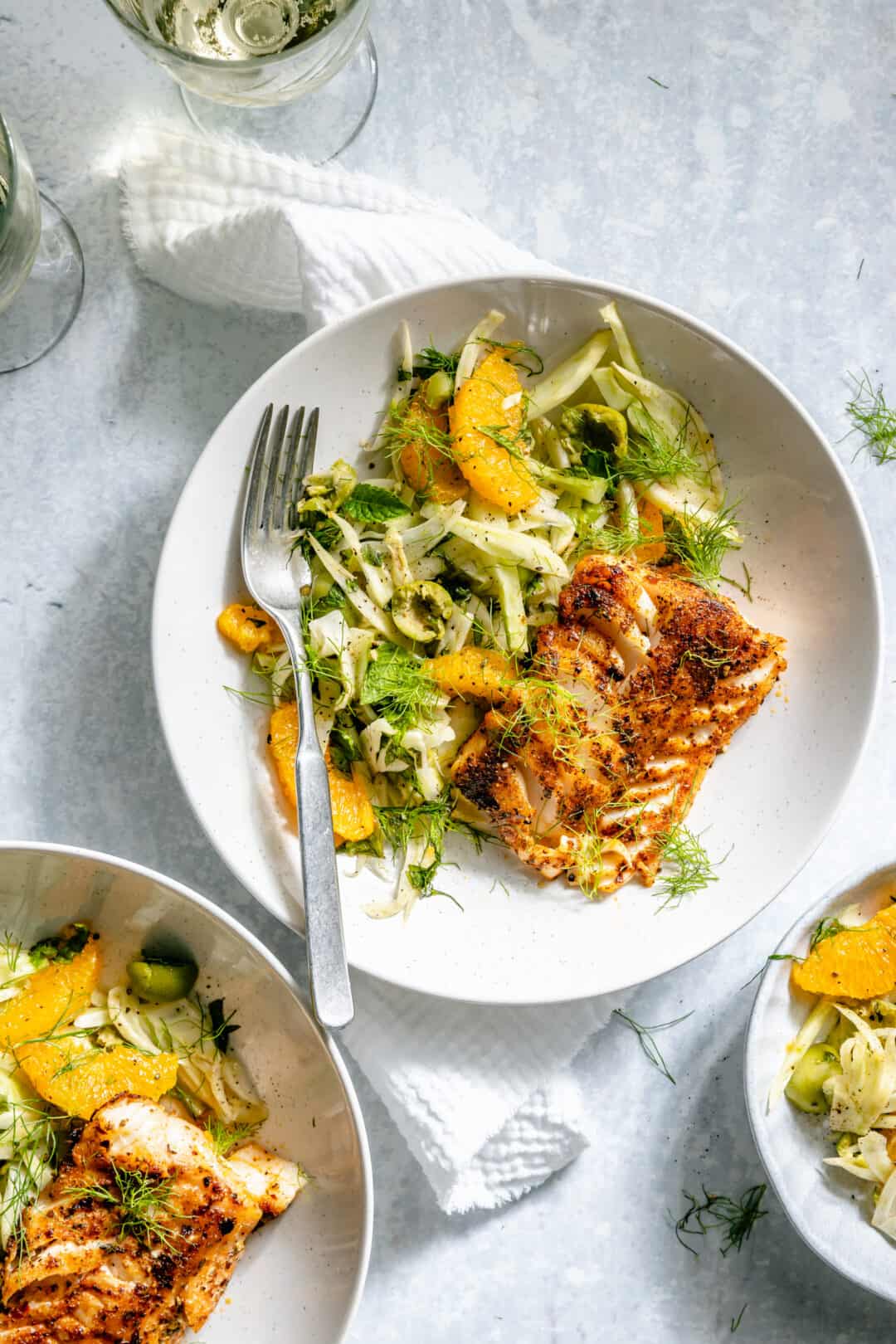 Spiced Fish with Fennel and Orange Slaw