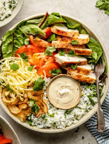 Chicken and Cilantro Rice Bowls with Tahini