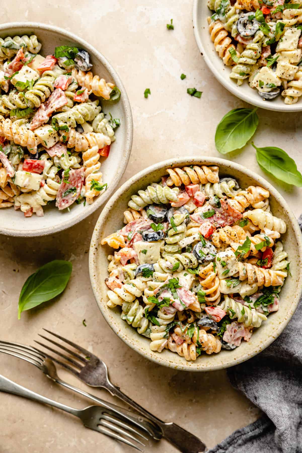 Tri Color Italian Pasta Salad - Easy Recipe with Italian Dressing