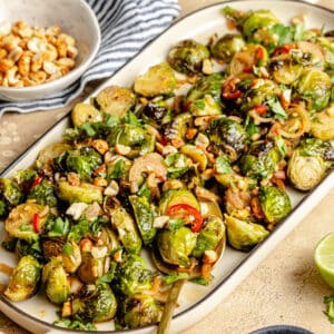 Brussels sprouts on tray.