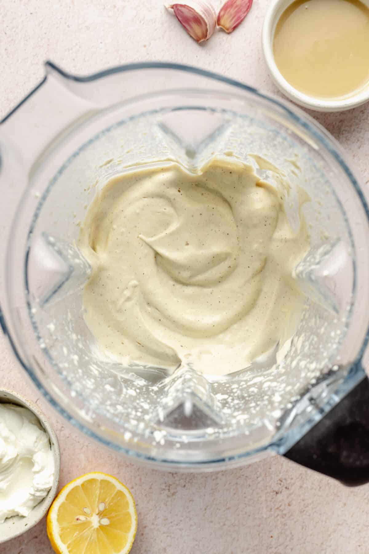 Eggplant Labneh whipped in a blender.