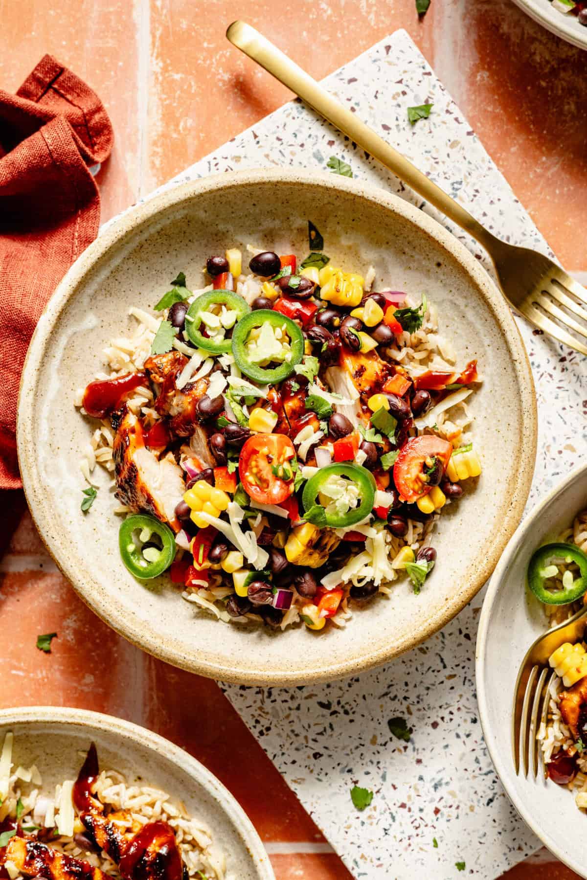 Grilled BBQ Chicken Bowls with Black Bean-Corn Salad