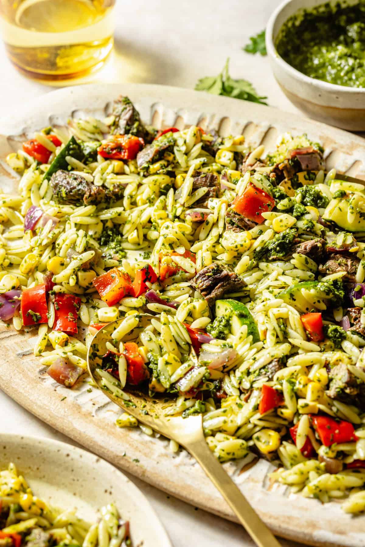 Grilled Steak and Chimichurri Pasta Salad