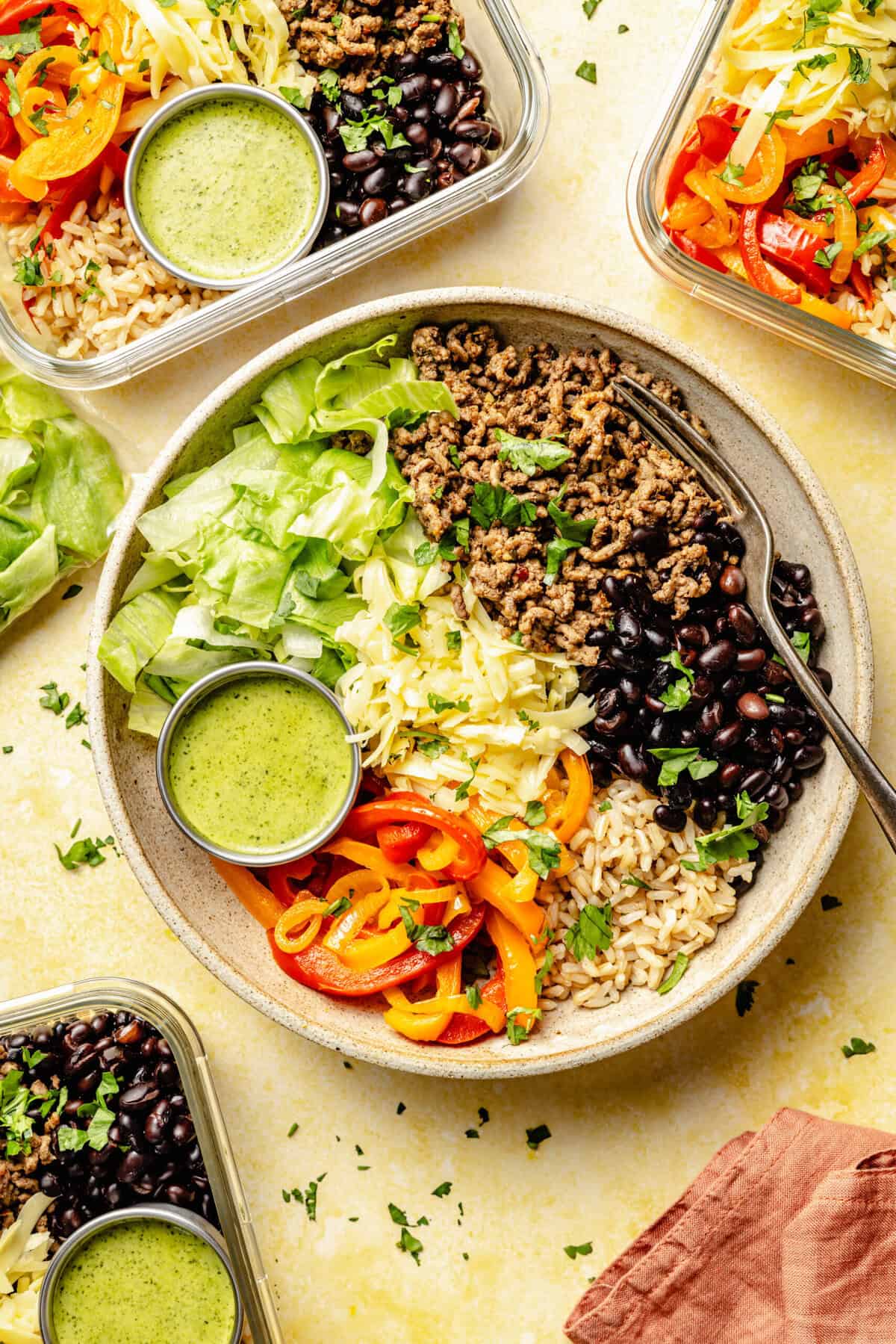 Make-Ahead Taco Bowls with Jalapeño Dressing