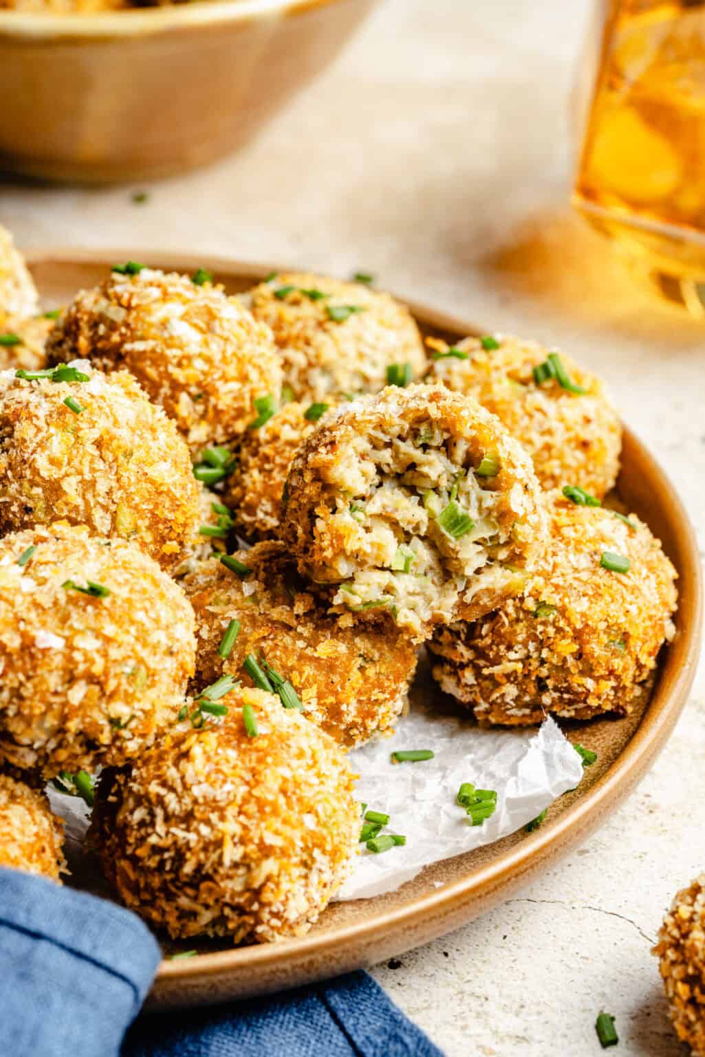 Crab Roe Crispy Rice Cake Crispy Crab Cake Bites - The Defined Dish
