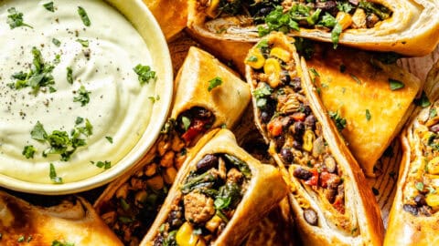 Close up of Southwestern Egg Rolls.