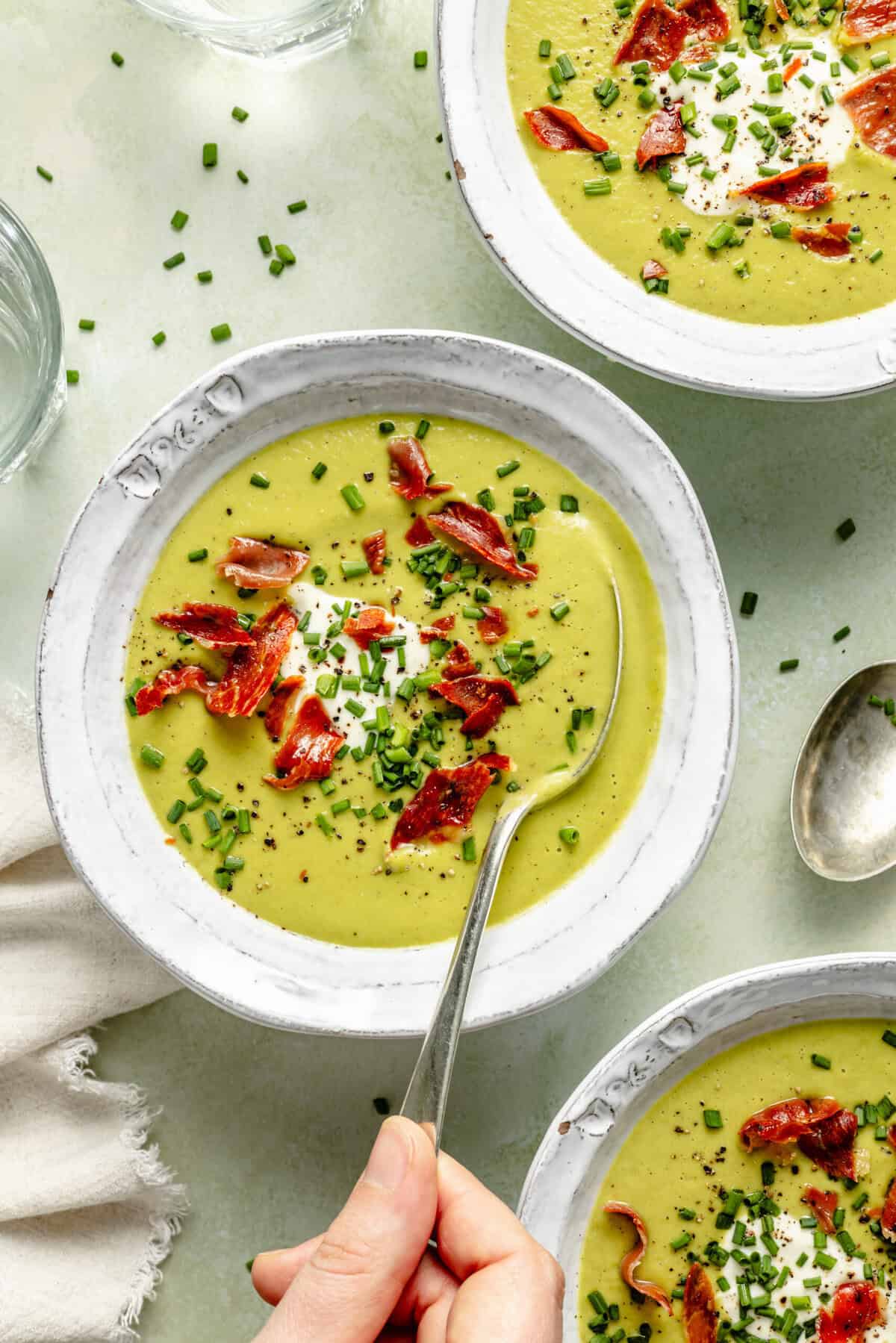 Cream of Asparagus Soup with Crispy Prosciutto