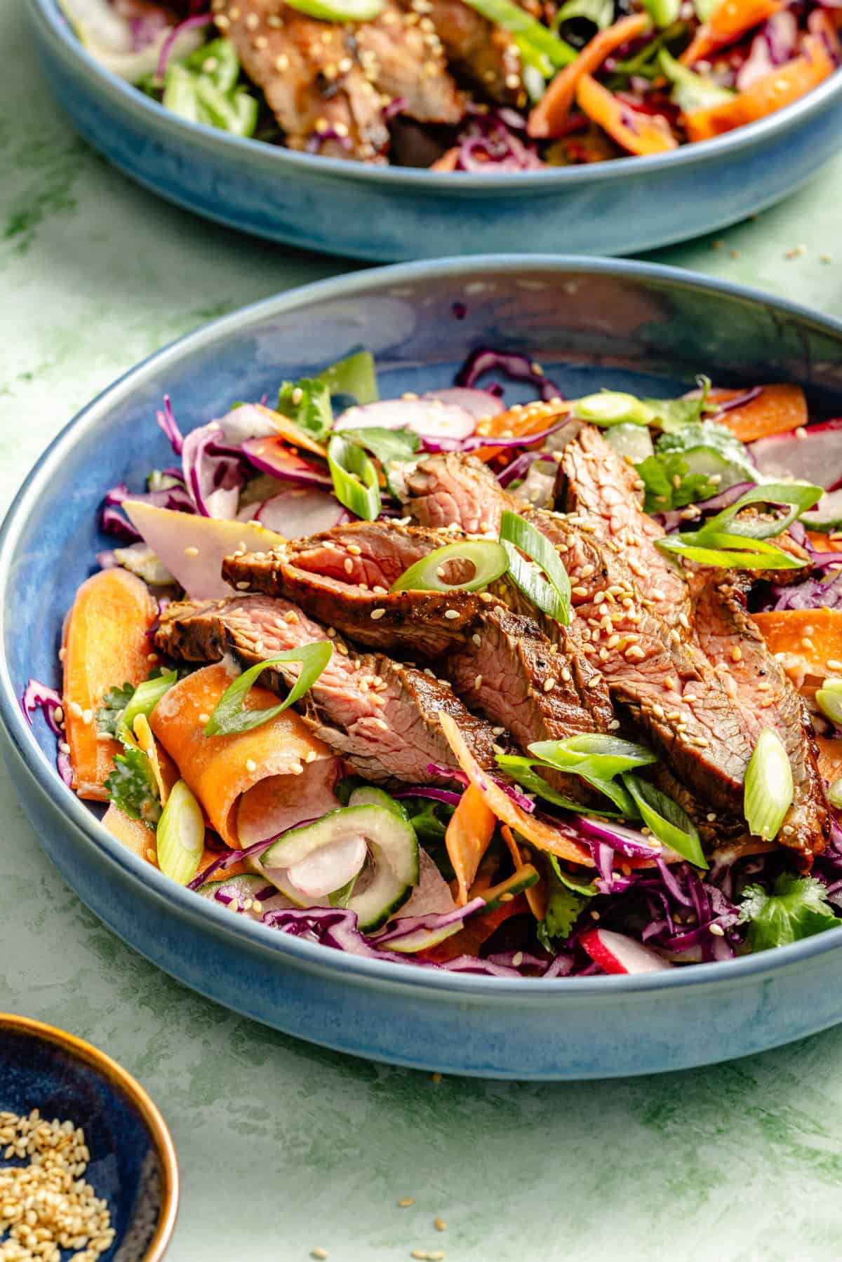 Korean-Inspired Skirt Steak and Shaved Veggie Salad
