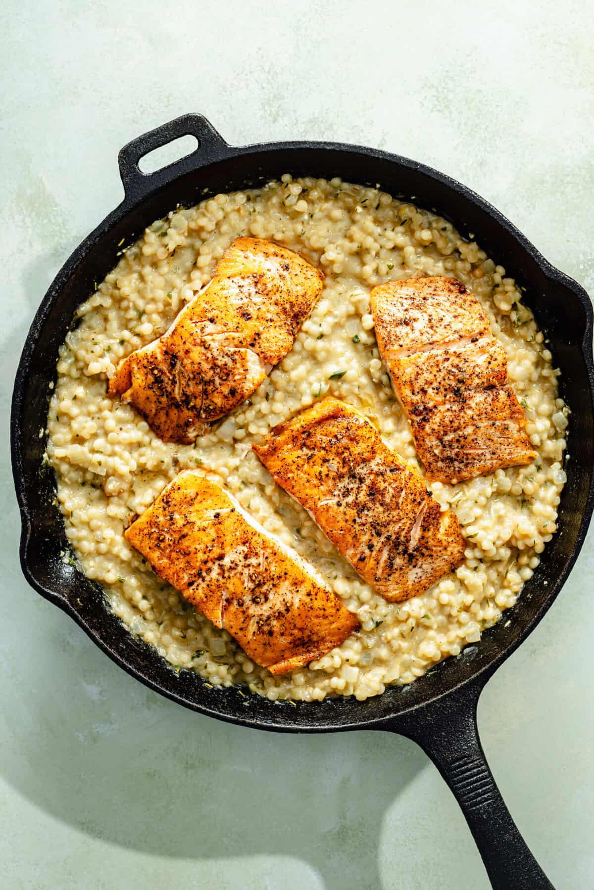One-Pan Salmon with Herb Butter Couscous - The Defined Dish