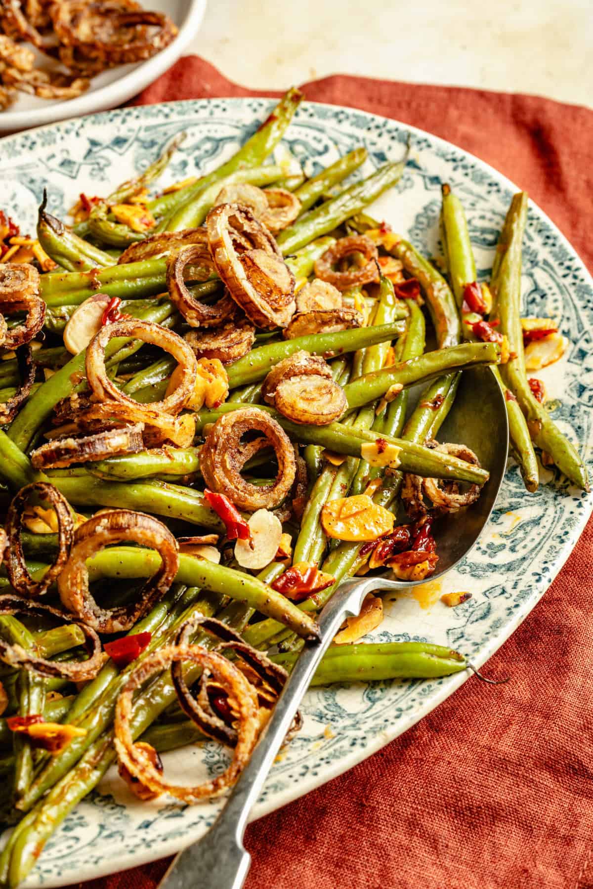 Roasted Calabrian Chili Green Beans with Crispy Shallots