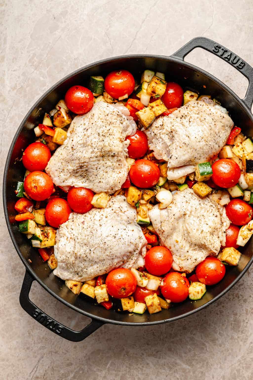 One-Pan Roasted Chicken Ratatouille - The Defined Dish