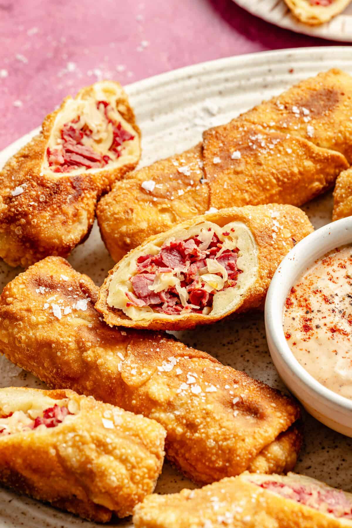 Reuben Egg Roll Bites
