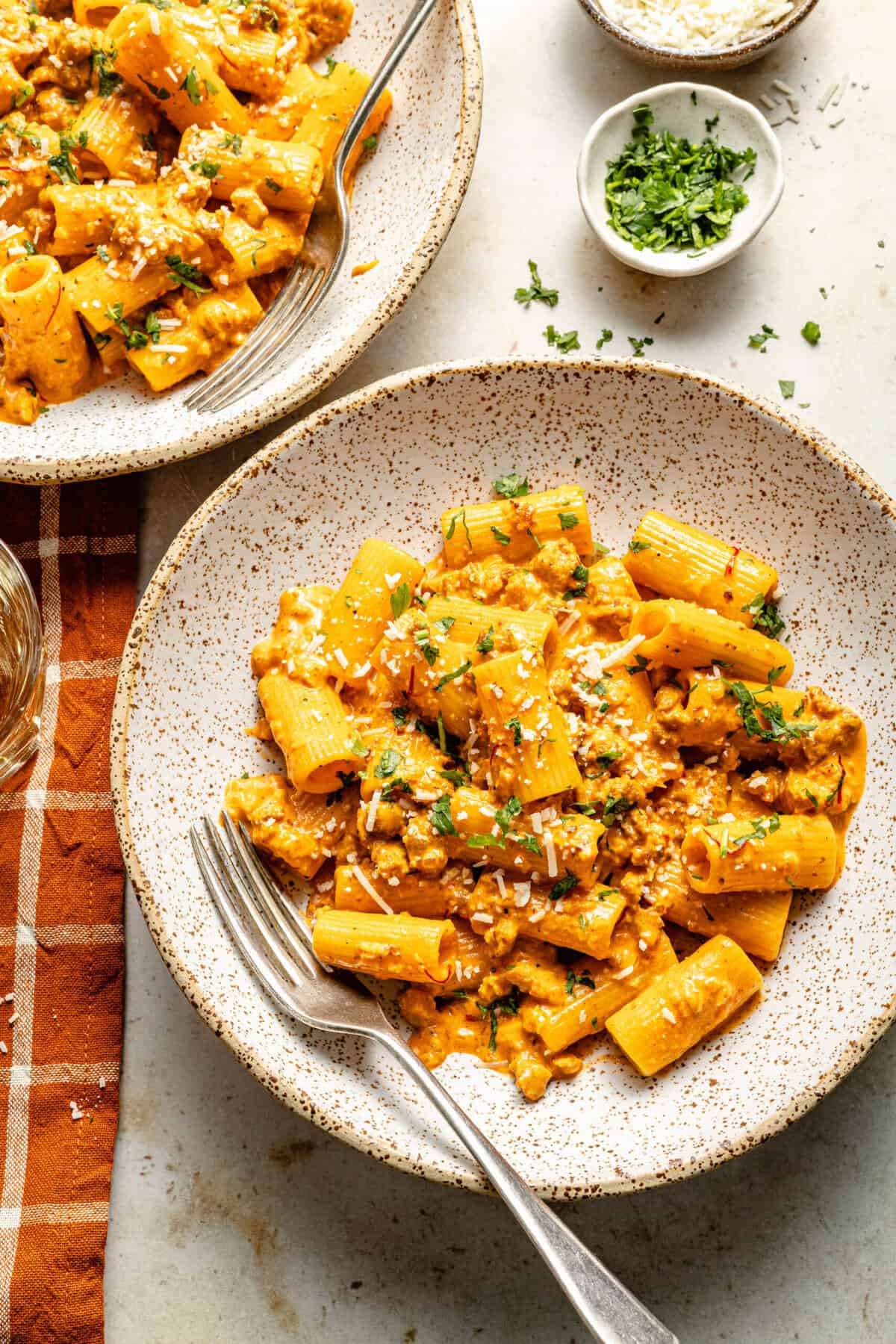 Creamy Sausage Rigatoni with Saffron