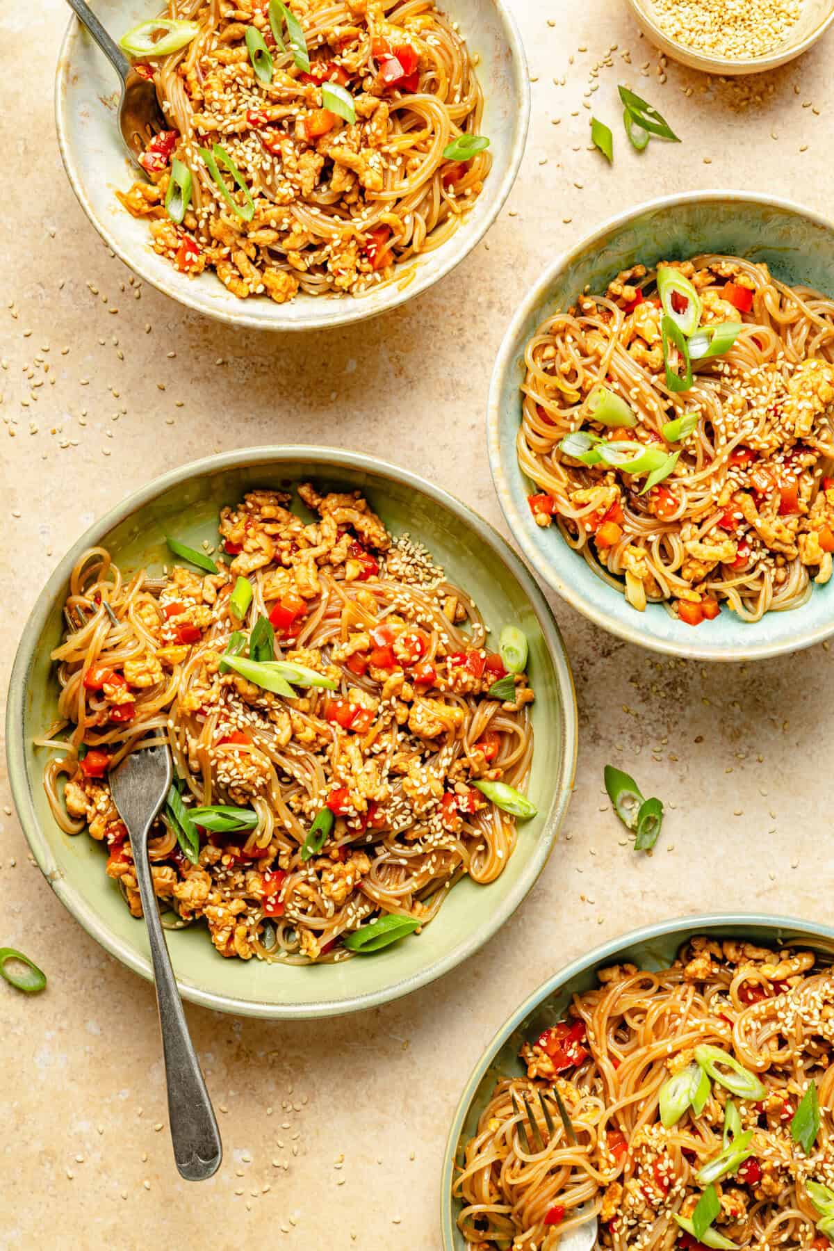 Gochujang Ground Chicken Glass Noodle Skillet