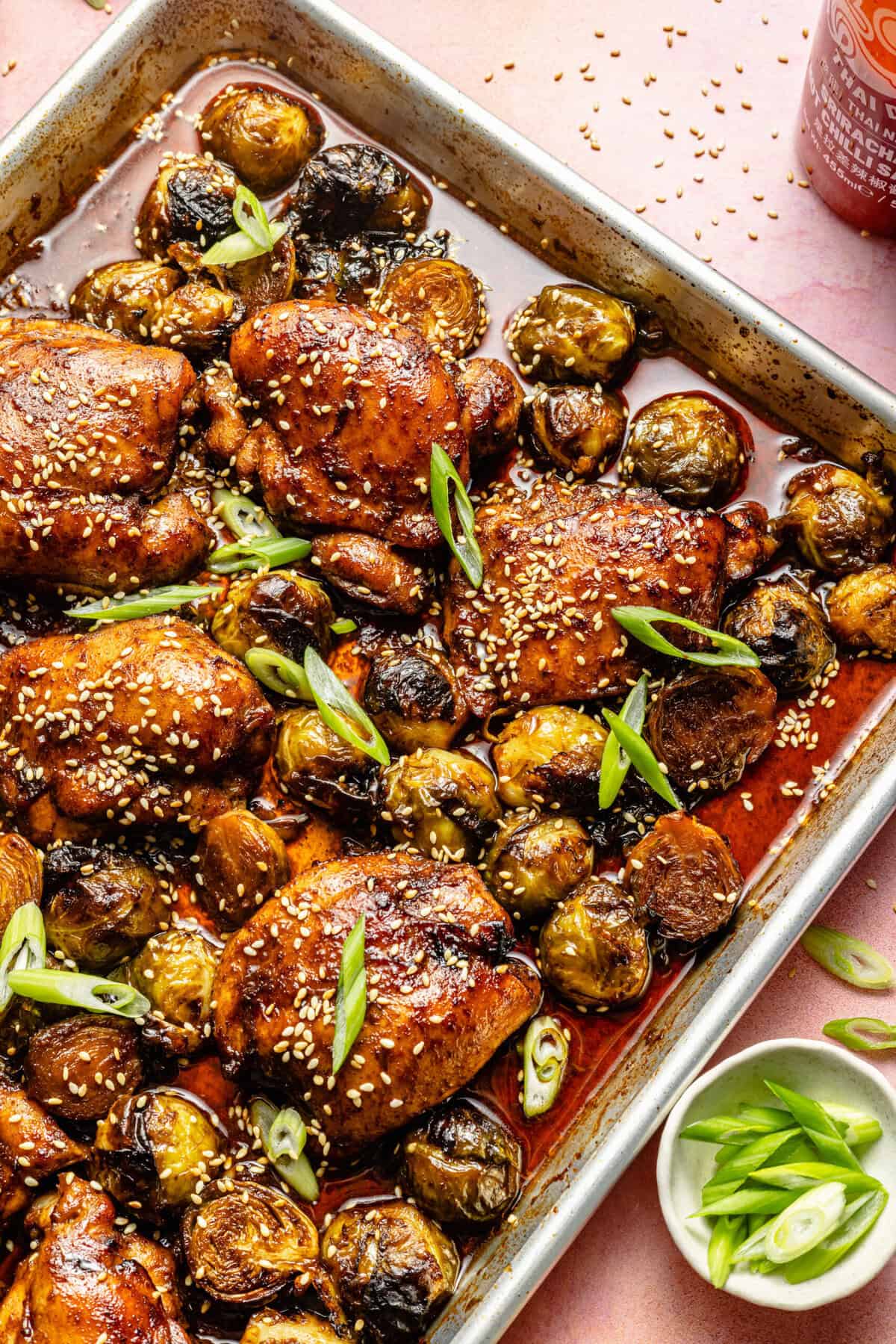 Sheet Pan Ginger-Orange Chicken with Brussels Sprouts