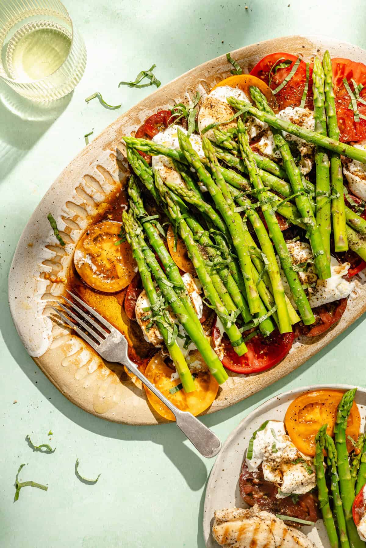 Asparagus and Tomato Caprese Salad with Burrata