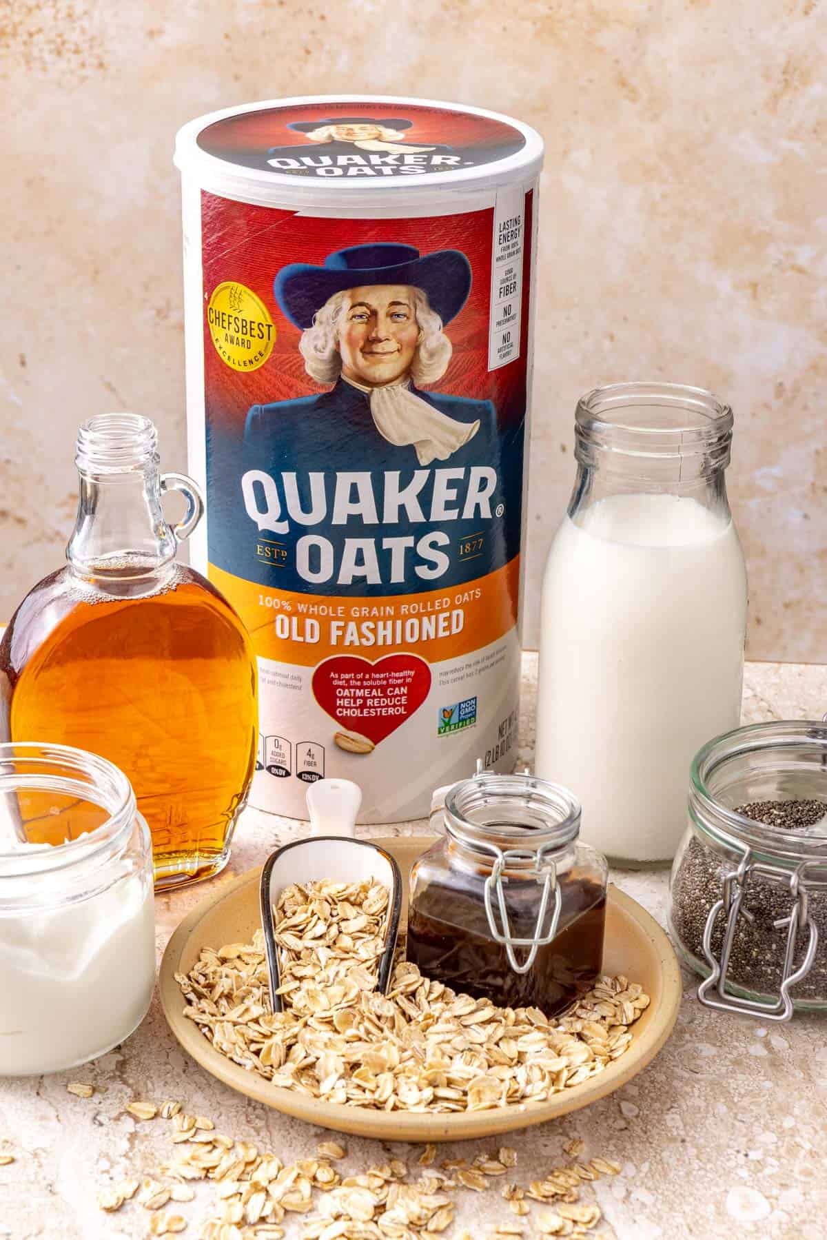 Ingredients for Easy Overnight Oats (3 Ways)