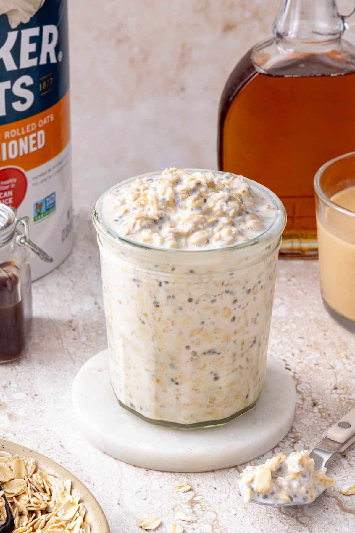 Overnight oats based in a jar.