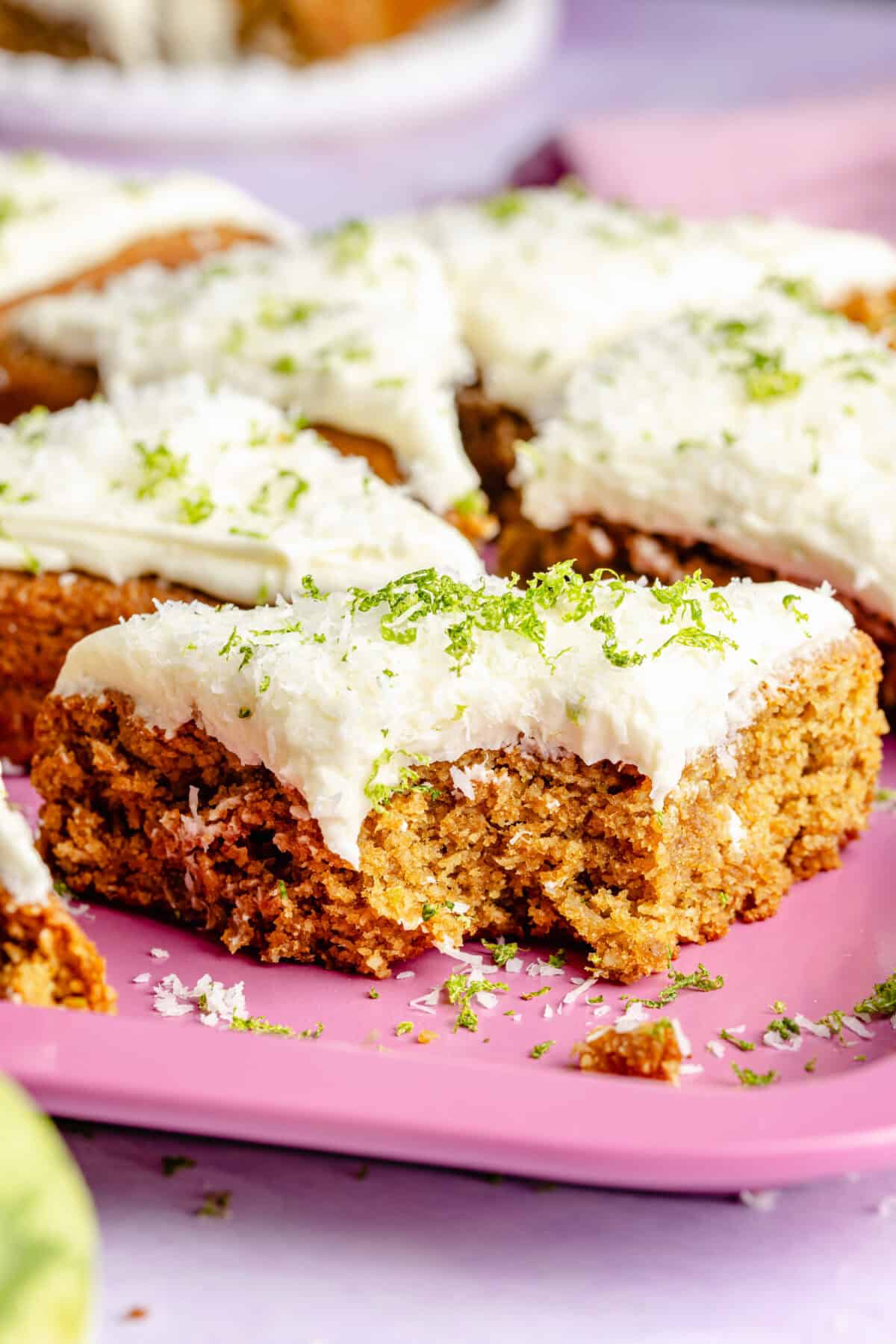 Copycat Starbucks Coconut Lime Bar with a bite out of one.