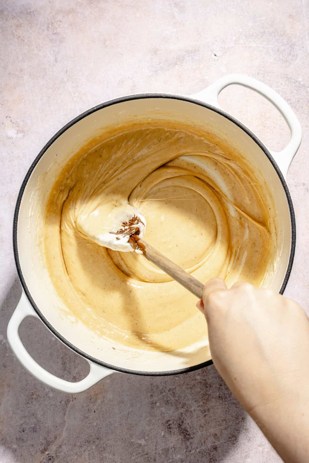 melted marshmallows and butter in a pot for rice krispie treats